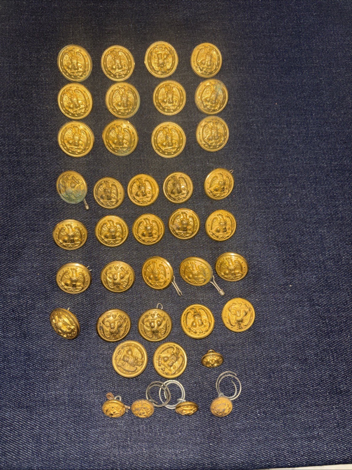Waterbury Button Co. Navy Anchor Gold Tone Military Eagle Buttons Lot Of 35+4
