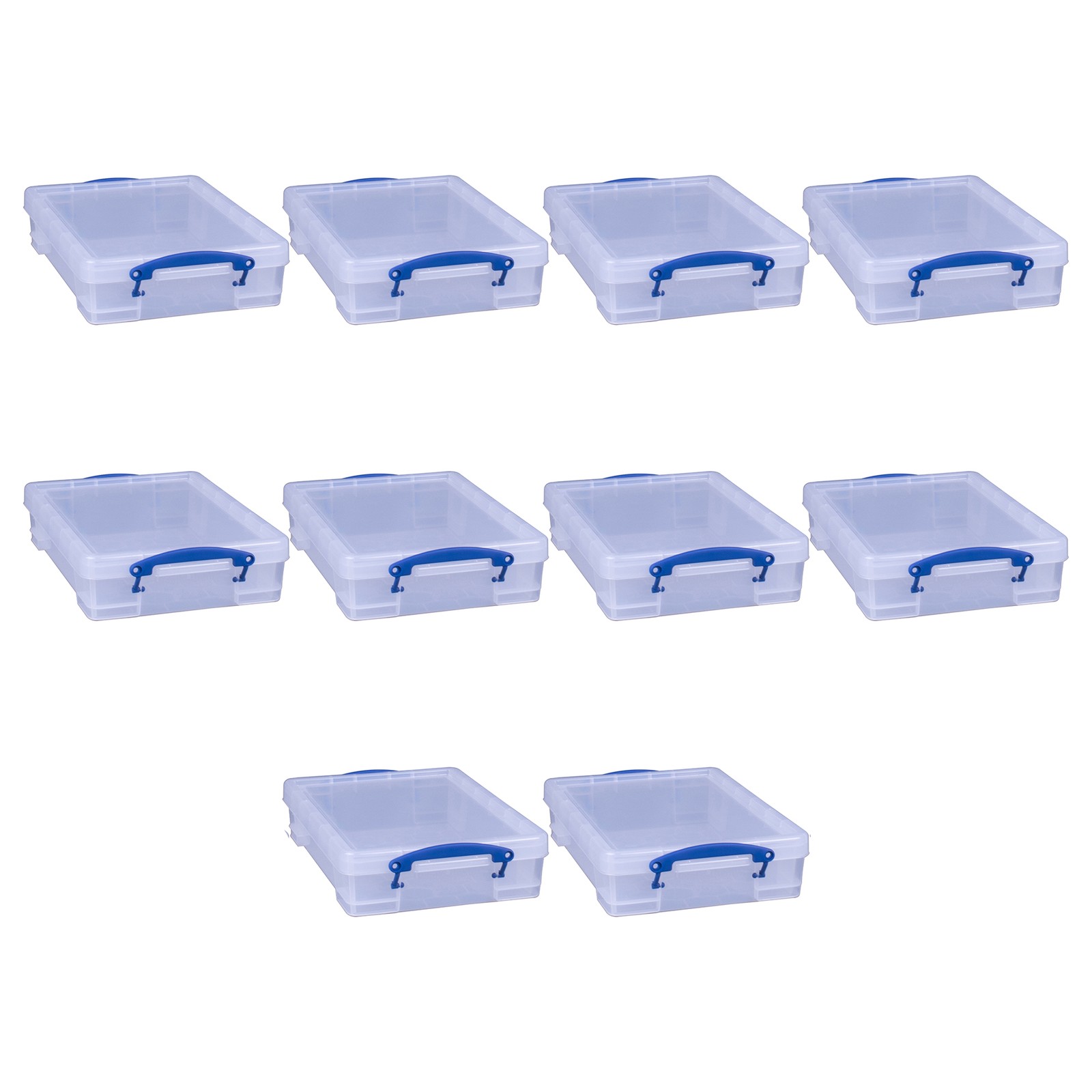 Really Useful Box 4L Storage Container with Lid and Clip Lock Handles, (10 Pack)