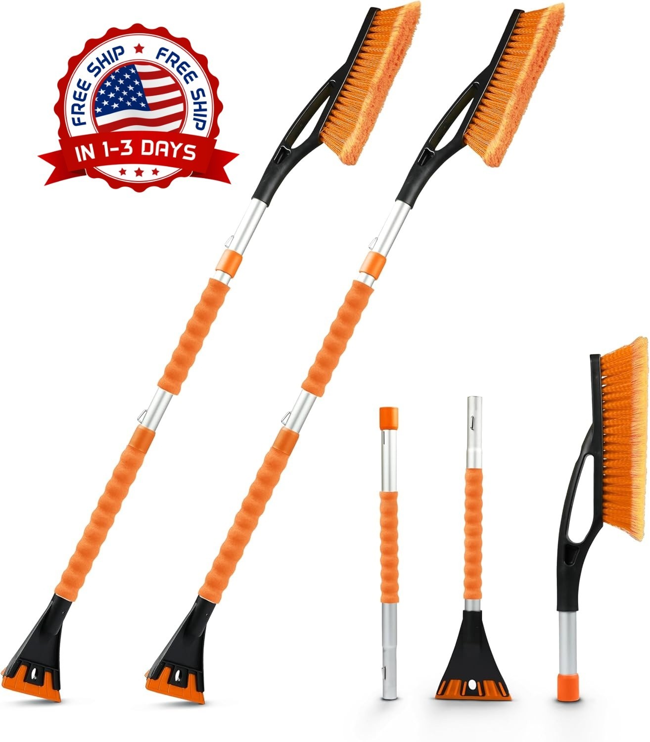 Raspadores de hielo extensibles de 43" para parabrisas de coche (paquete de 2)