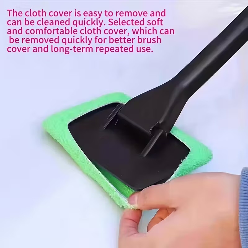 A Dual-Purpose Car Window Cleaning Brush with Interchangeable Heads