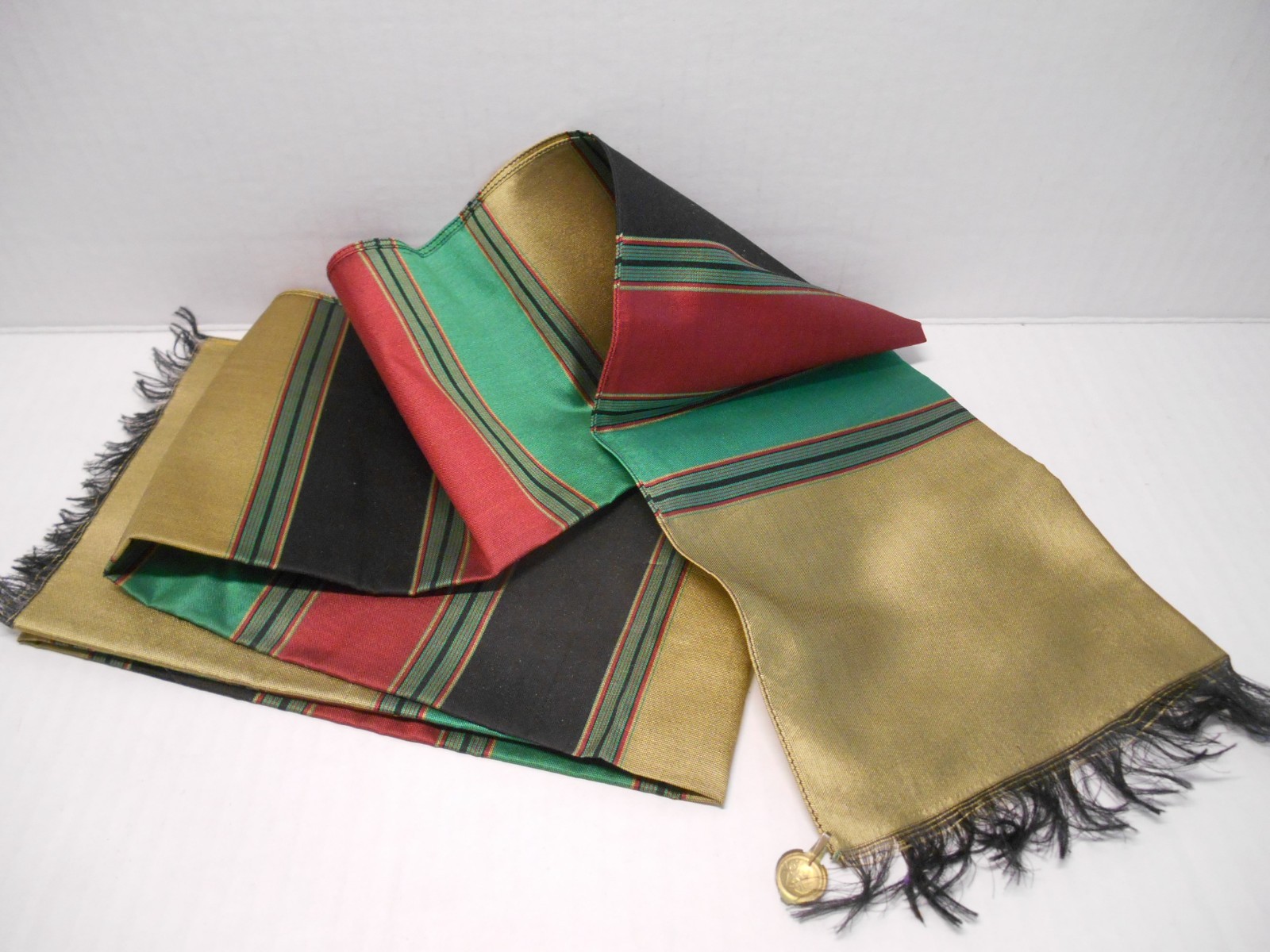 Vintage SETA PURA Italian Silk Scarf Foulard Striped Multi-color 9 x 52"
