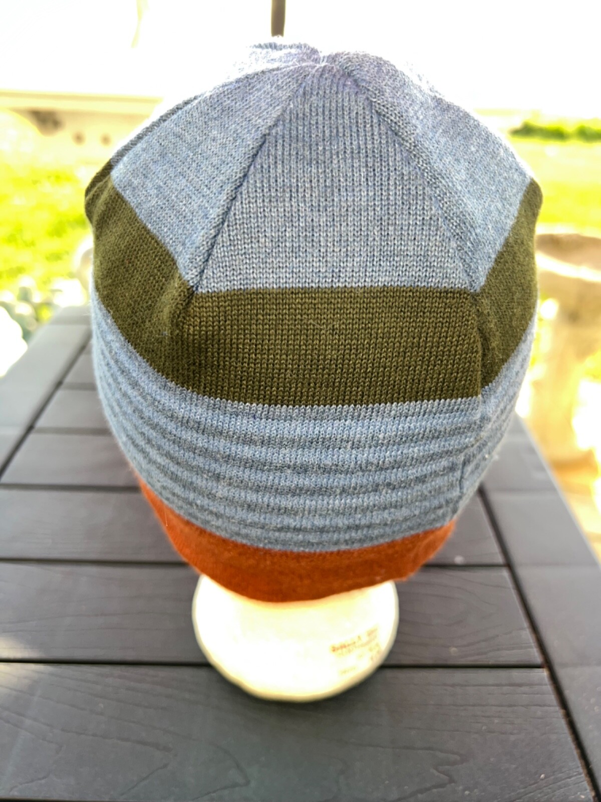 Patagonia Stocking Hat Rust Blue Green Gray solid stripes OSFA EUC
