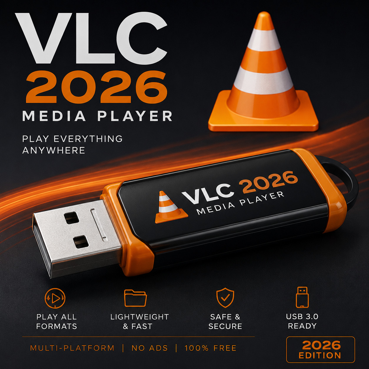 VLC 2026 Media Player for Windows | Universal Video Player | USB |