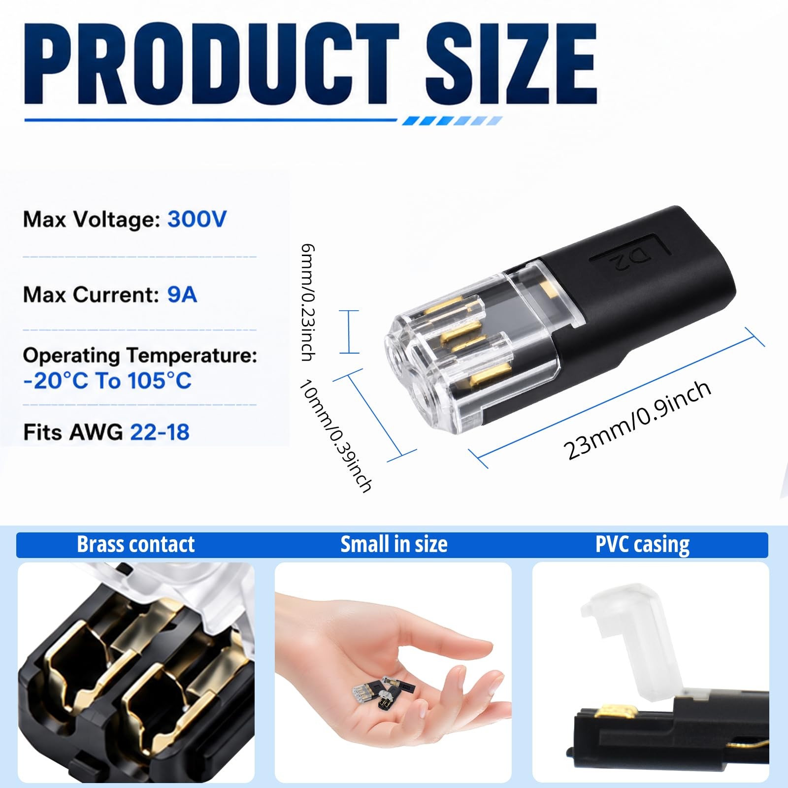 Quick Connect Wire Connectors 100Pcs Double Wire Plug in Connector, Solderles...