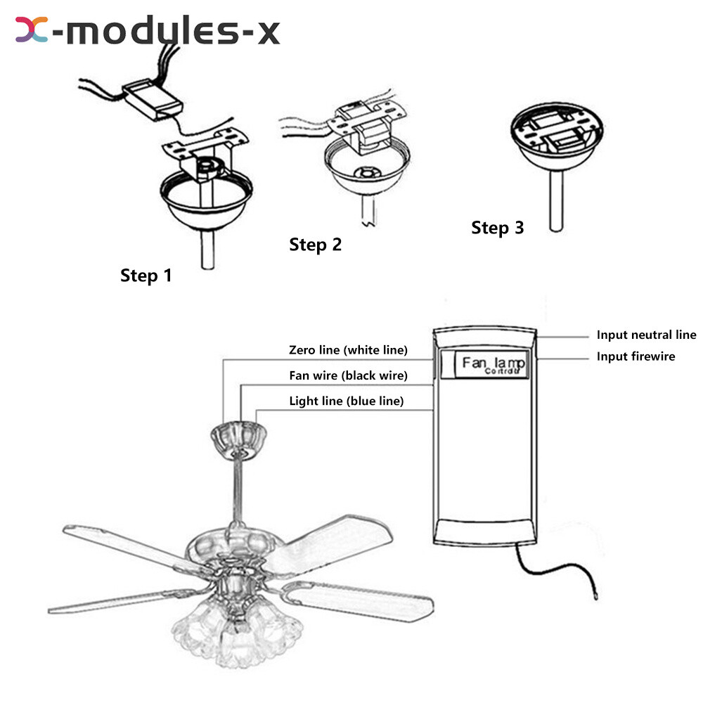 2 Way Universal Ceiling Fan Lamp Light Remote Control Receiver Kit Timing New