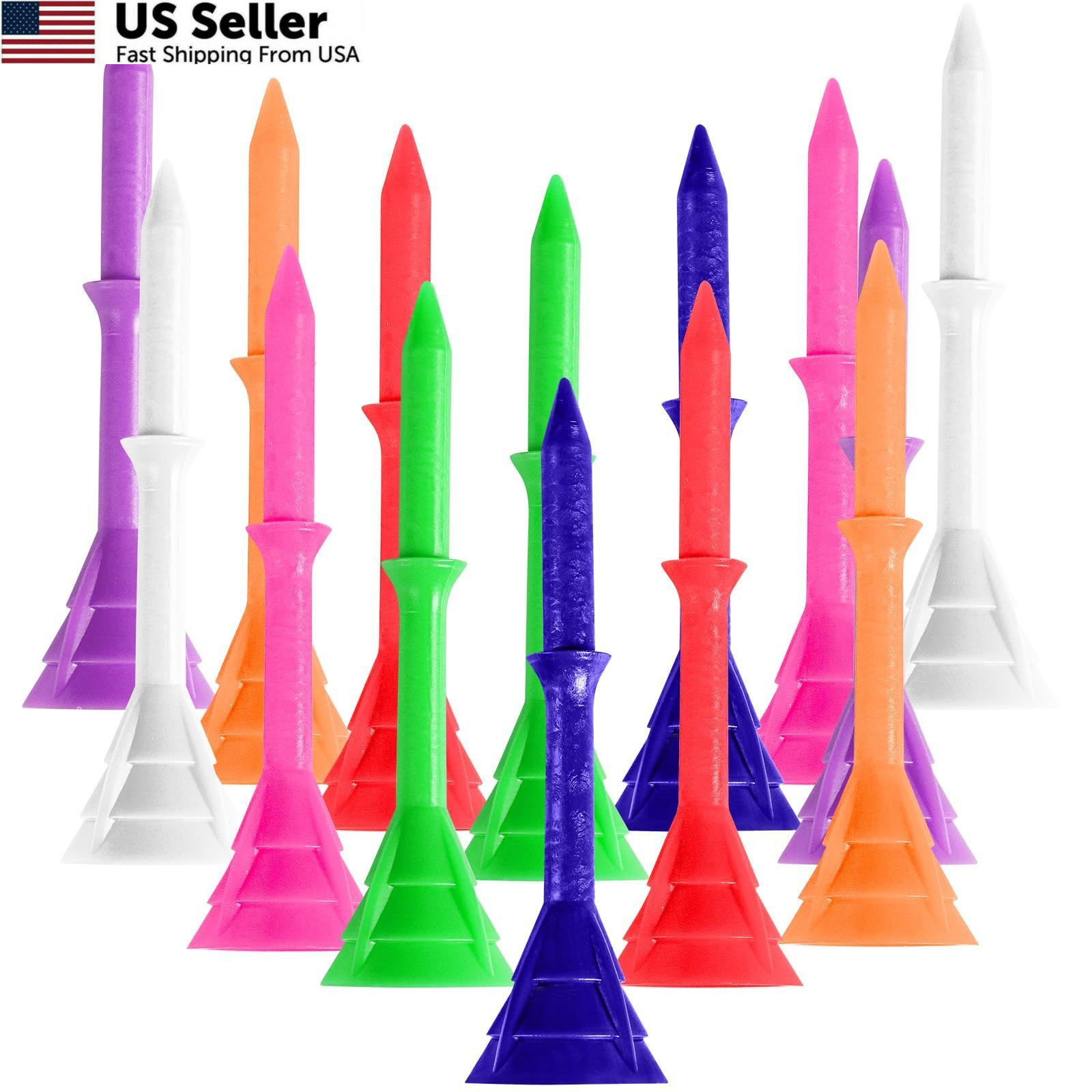 Amy Sport Unbreakable Golf Tees Plastic 3 30 Pcs in 3 1/4 inch, Multicolor
