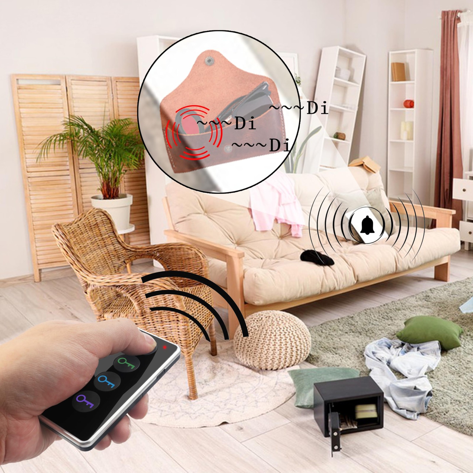 Key Finder Locator RF Wireless Remote Item Tracker with 4 Receivers