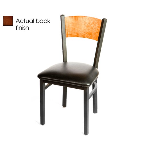 Oak Street Mfg Plain Walnut Wood Back Chair w/Black Vinyl Seat