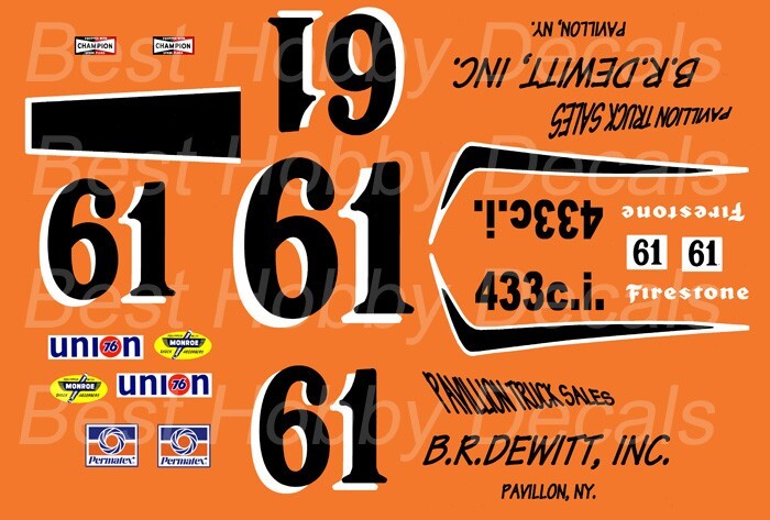 #61 Richie Evans B.R. Dewitt Torino 1969 1/24th Scale Waterslide Nascar Decals