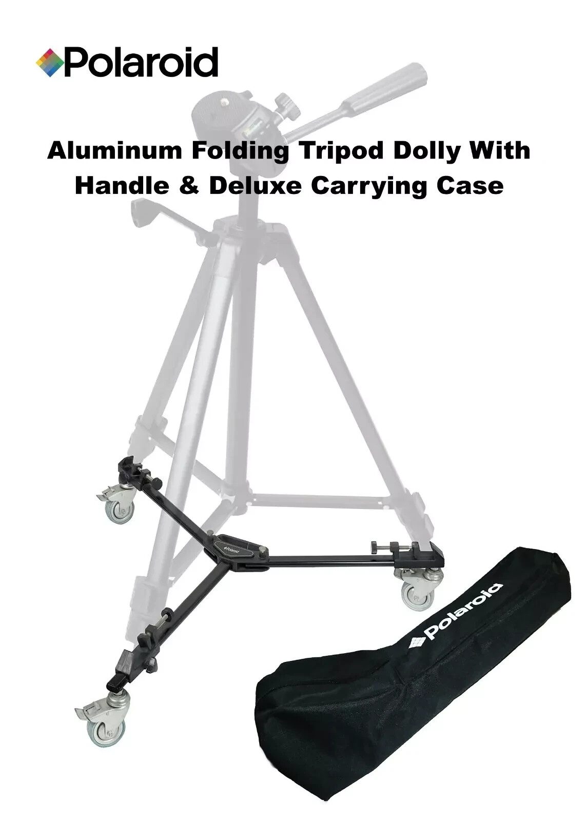 Polaroid Universal Foldable Tripod Dolly with Handle and Deluxe Carrying Case