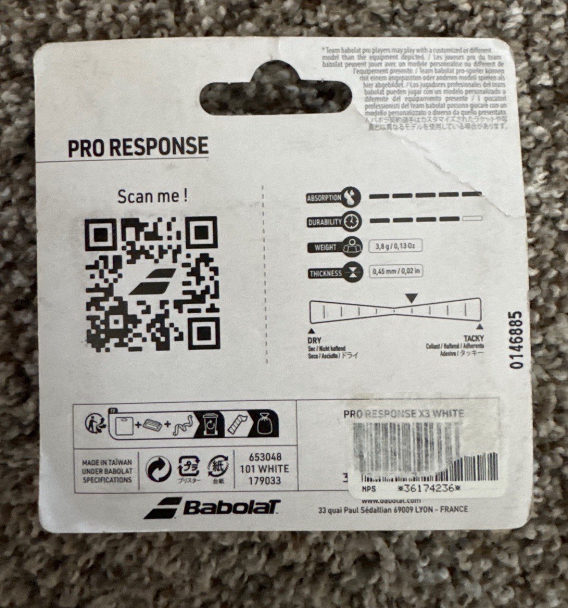 Pro Response X3 White Overgrip for Adults One Size