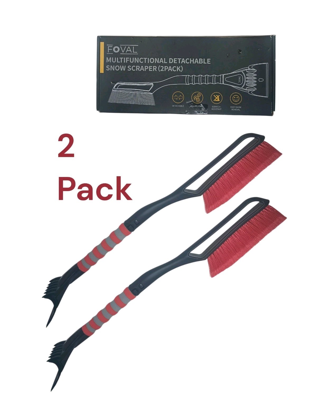 2Pack 27" Snow Brush And Ice Scrapers for Car Windshield Detachable Heavy Duty