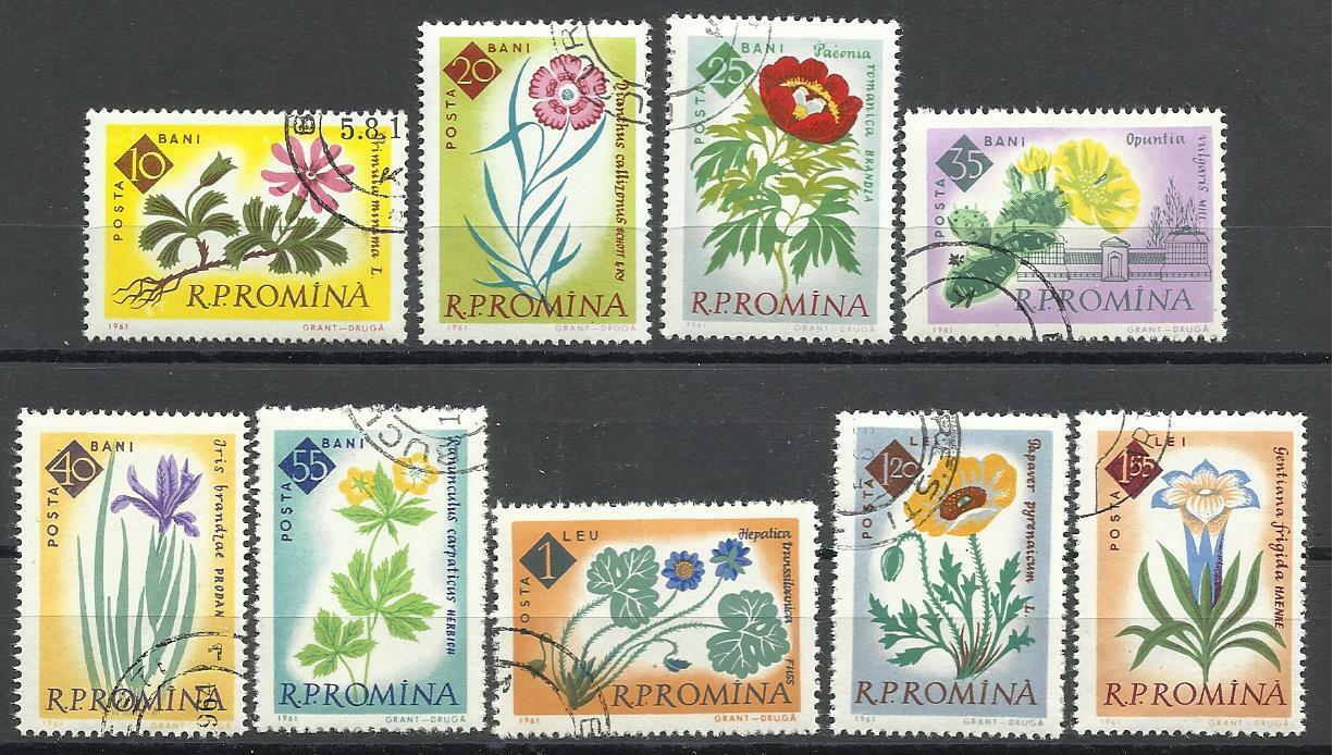 Romania - 1961 9v. CTO NH Centenary of Bucharest Botanical Garden Flowers