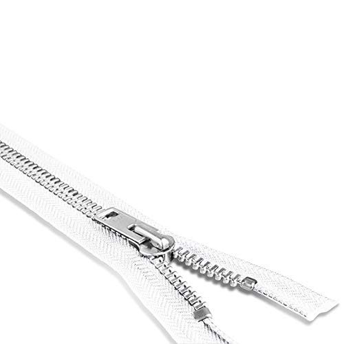 22 inch Metal Zipper White 22” Aluminum Brass Heavy Duty Zippers One Way Sepa...