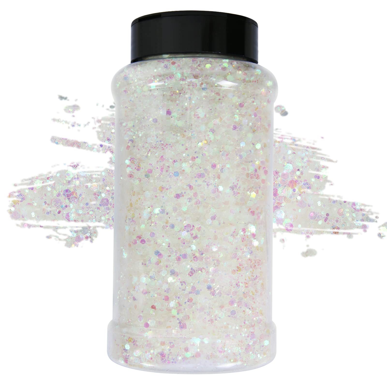1 Pound Iridescent White Glitter 16OZ Mix Chunky Glitter Bulk for Resin Craft...