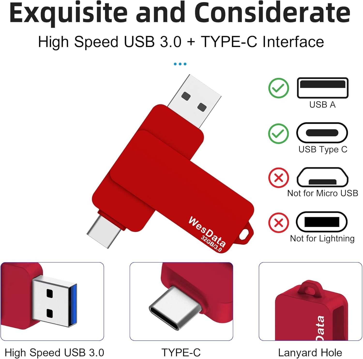 Compact 32GB USB C Flash Drive - Fast Transfers, OTG Enabled for All Your Needs