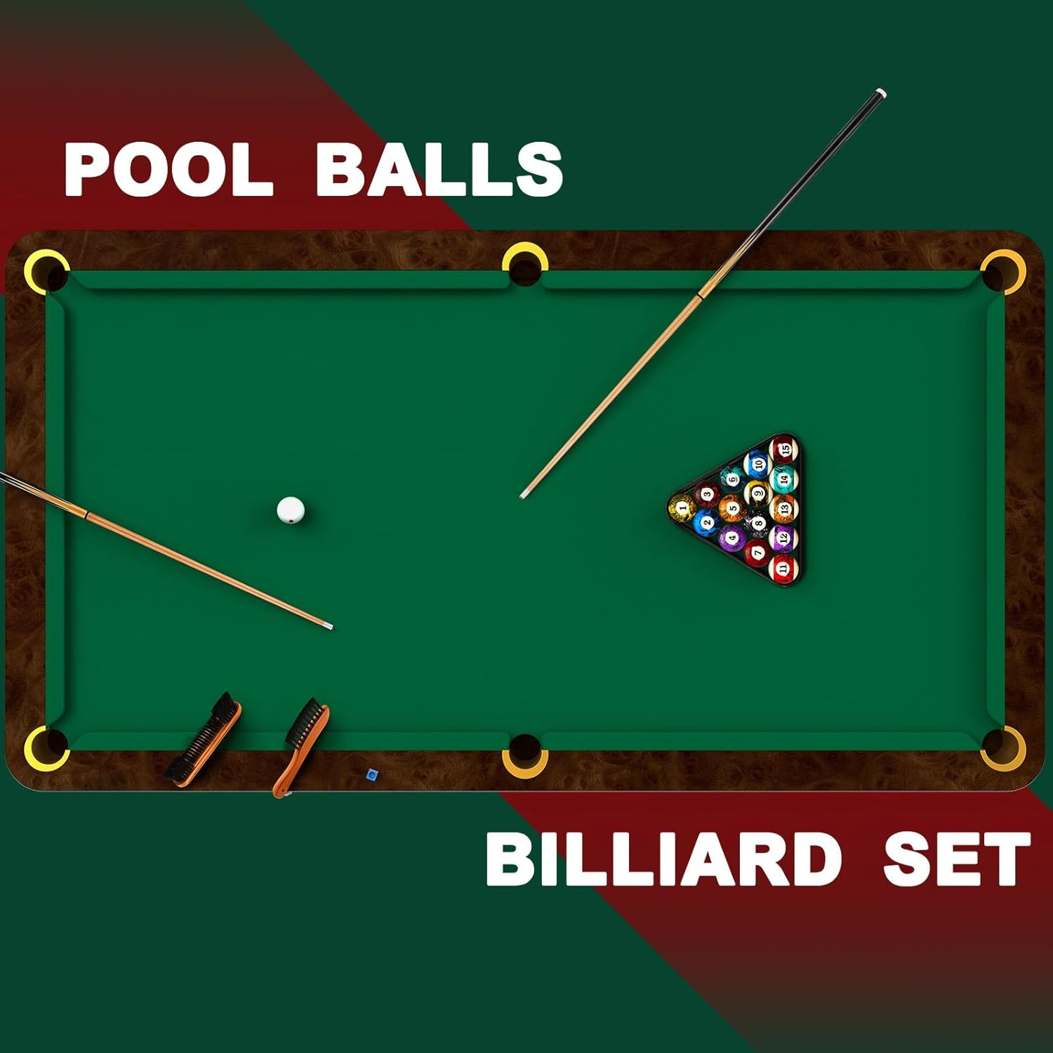 71Pcs Pool Table Accessories Set - Balls, Cues, Chalk, Triangle & More