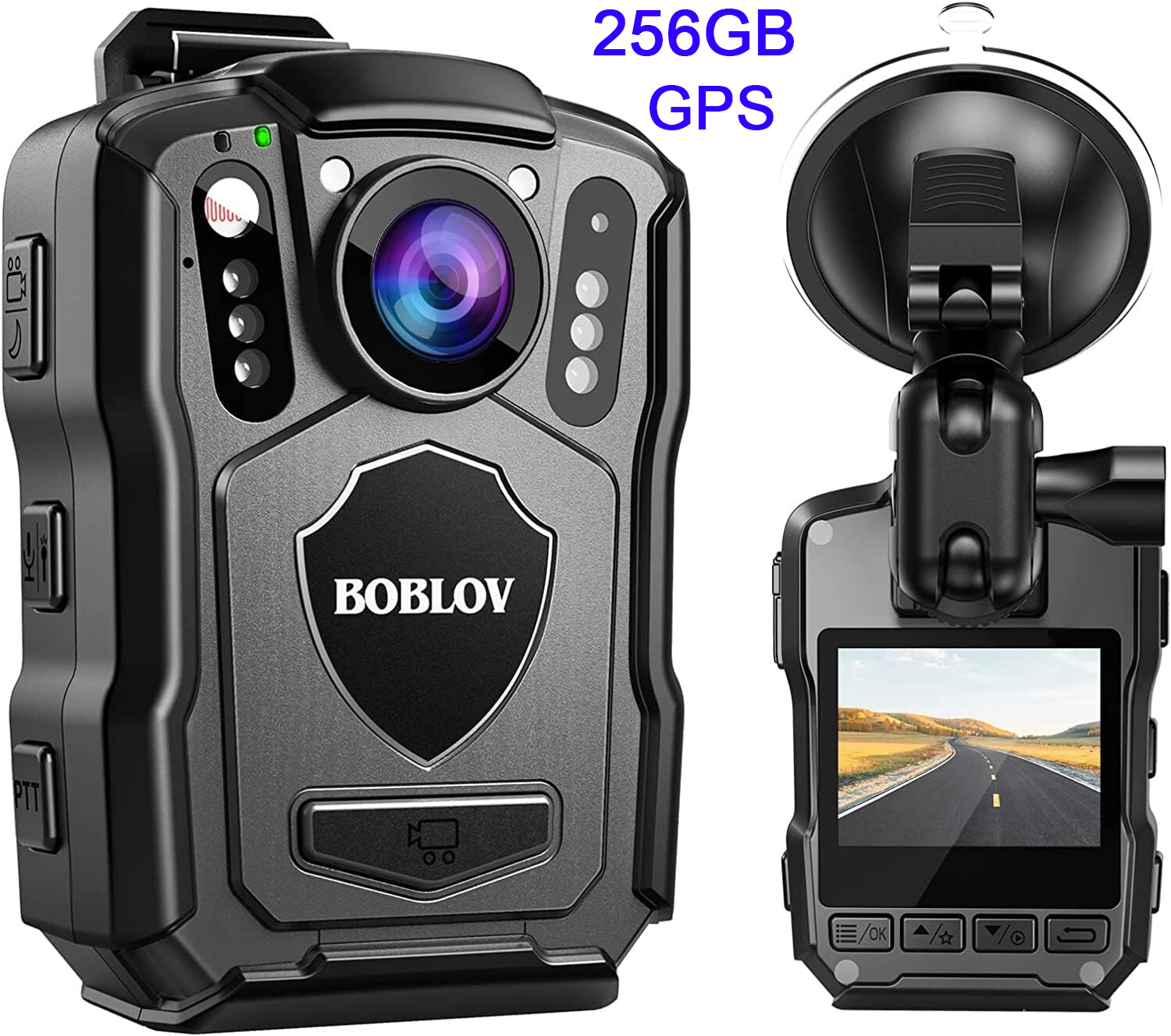 BOBLOV M5 2K 256GB Police Body Camera GPS Enabled 1440P Body Mounted Cam 4200MAH
