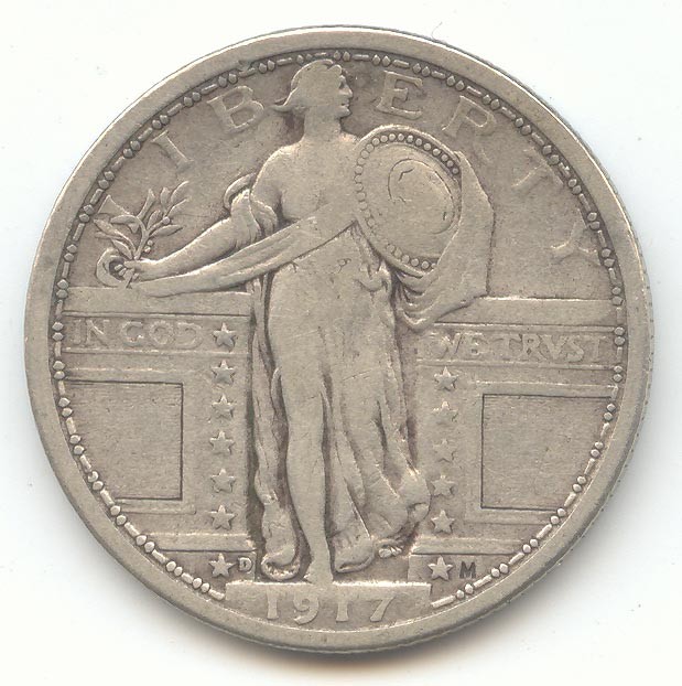 1917-D Type 1 Standing Liberty Quarter, F-VF