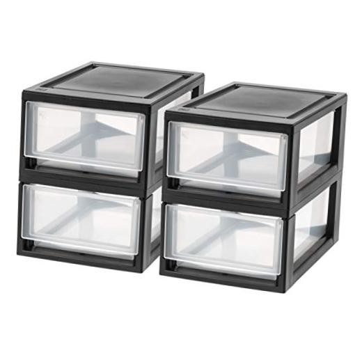 MSD-1 Compact Stacking Drawer - Black - 6 Quart - 4-Pack - Set of 4