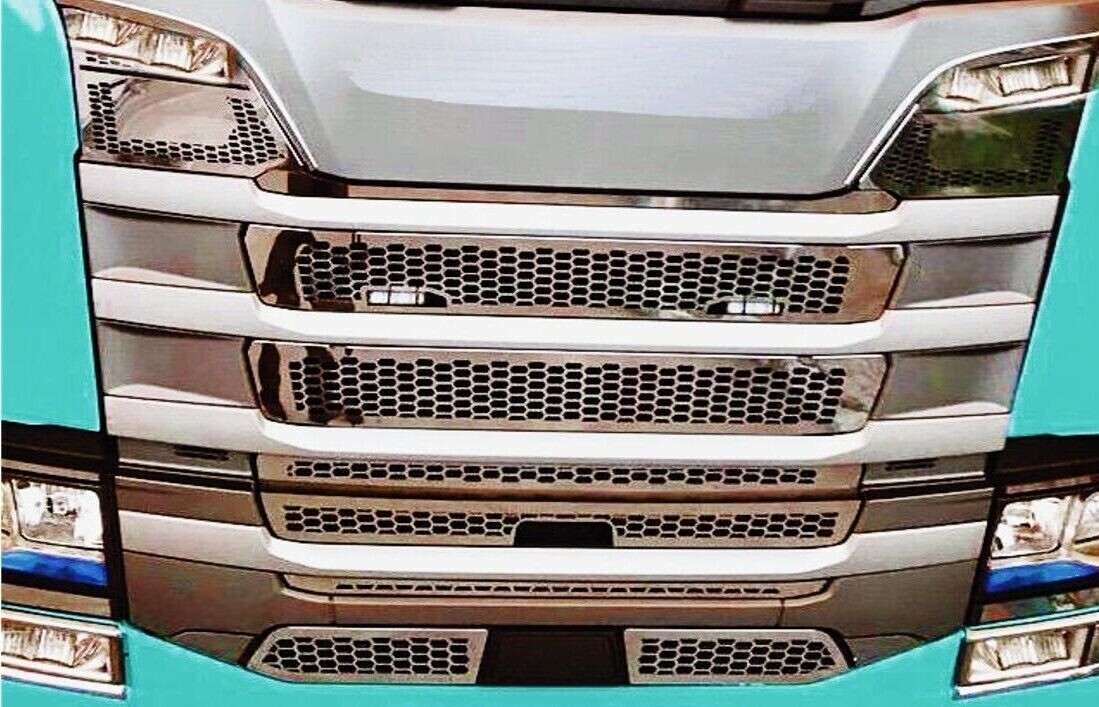 Front Grill Mesh Covers for SCANIA R NextGen 2016 on with DRLs Stainless Steel