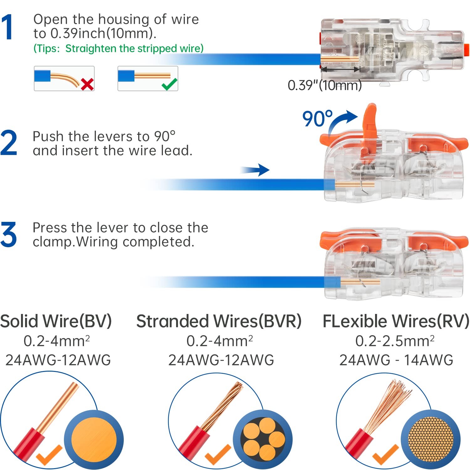 GKEEMARS 26Pcs Compact Splicing Connectors Wire Kit 2, 3 and Clear