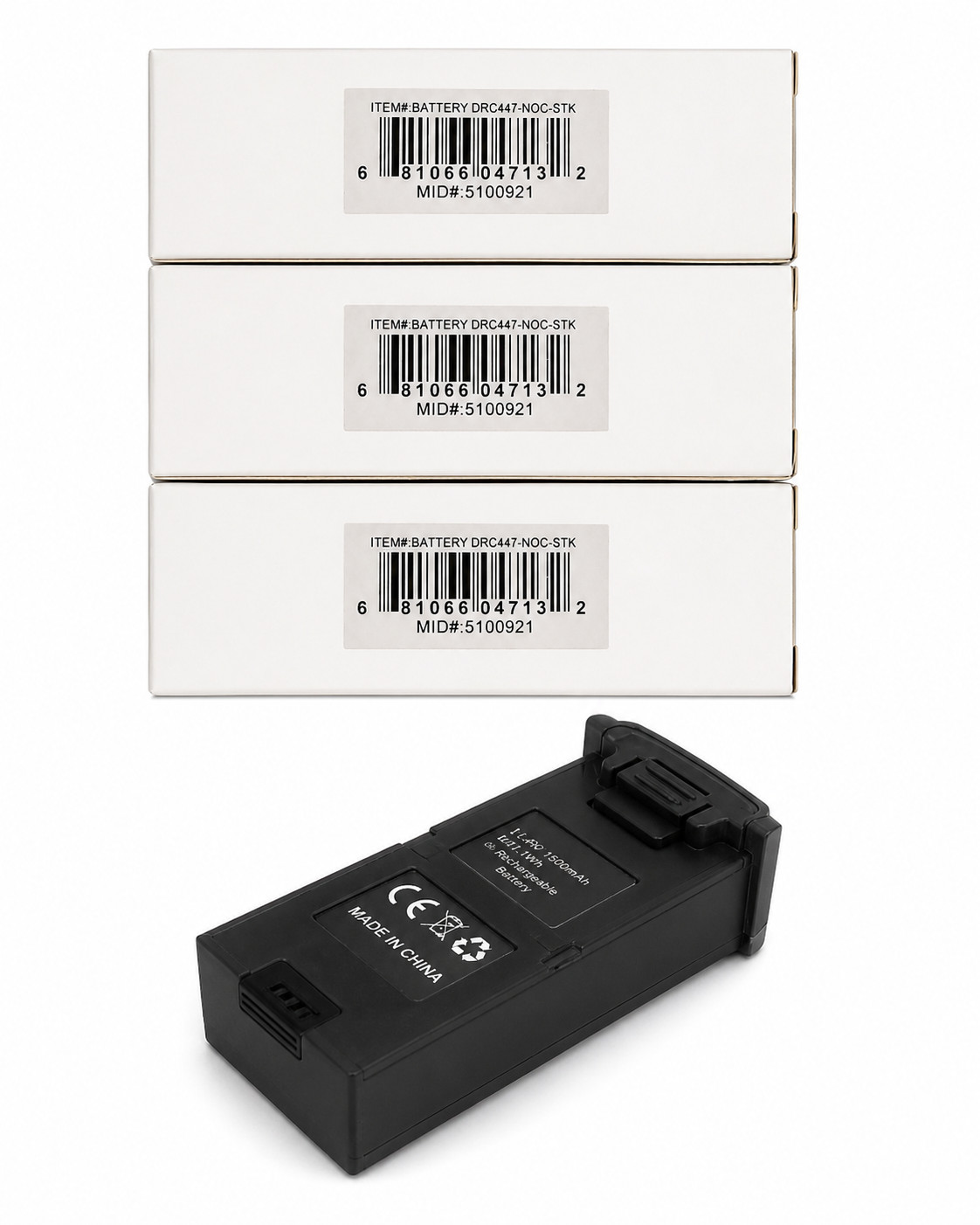 3 Pack DRC447 NCC STK Drone Battery 7.4V 1500mAh Li-Po For Vivitar Skyhawk