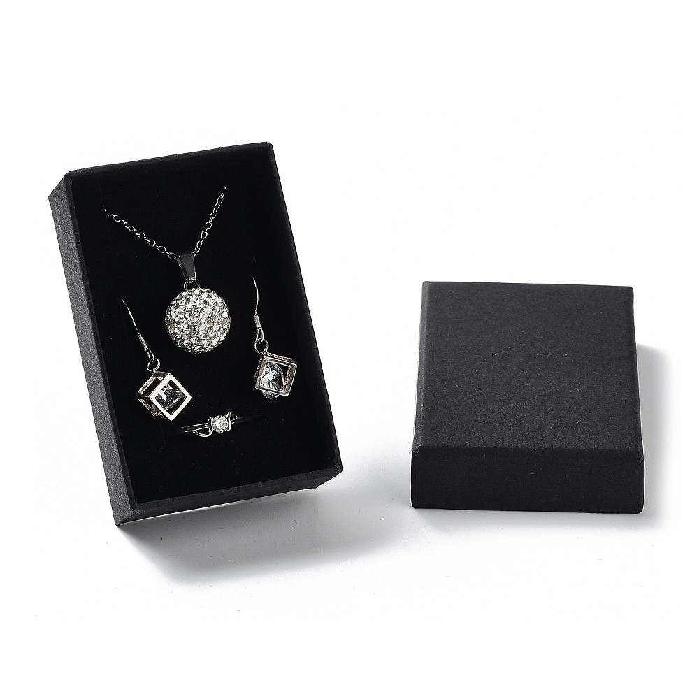 24pcs Cardboard Paper Jewelry Set Boxes w/ Sponge Rectangle for Necklace Display
