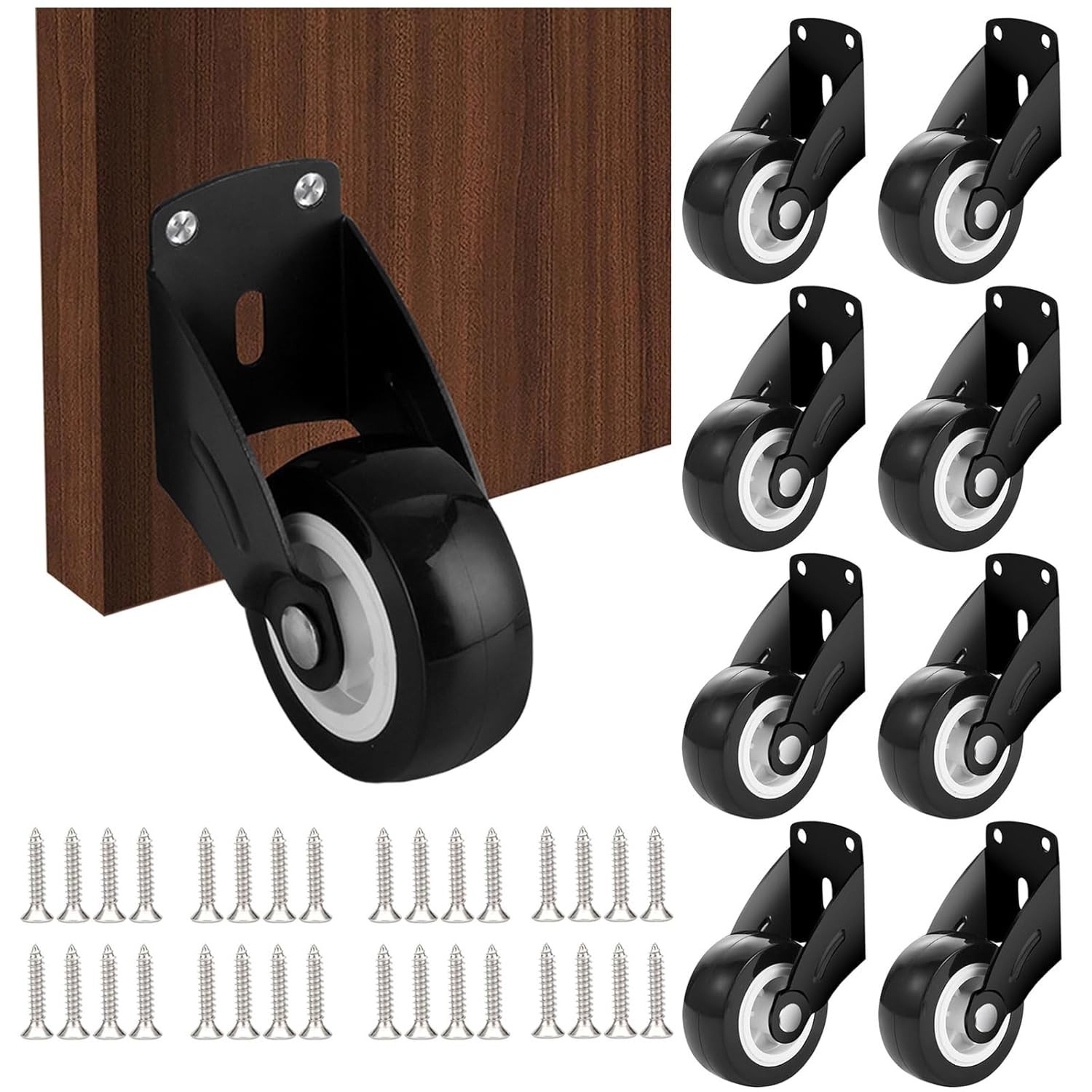 8Pcs Small Gate Wheel 2 Inch Wooden Gate Wheel Anti-Sag Door Bottom Support W...