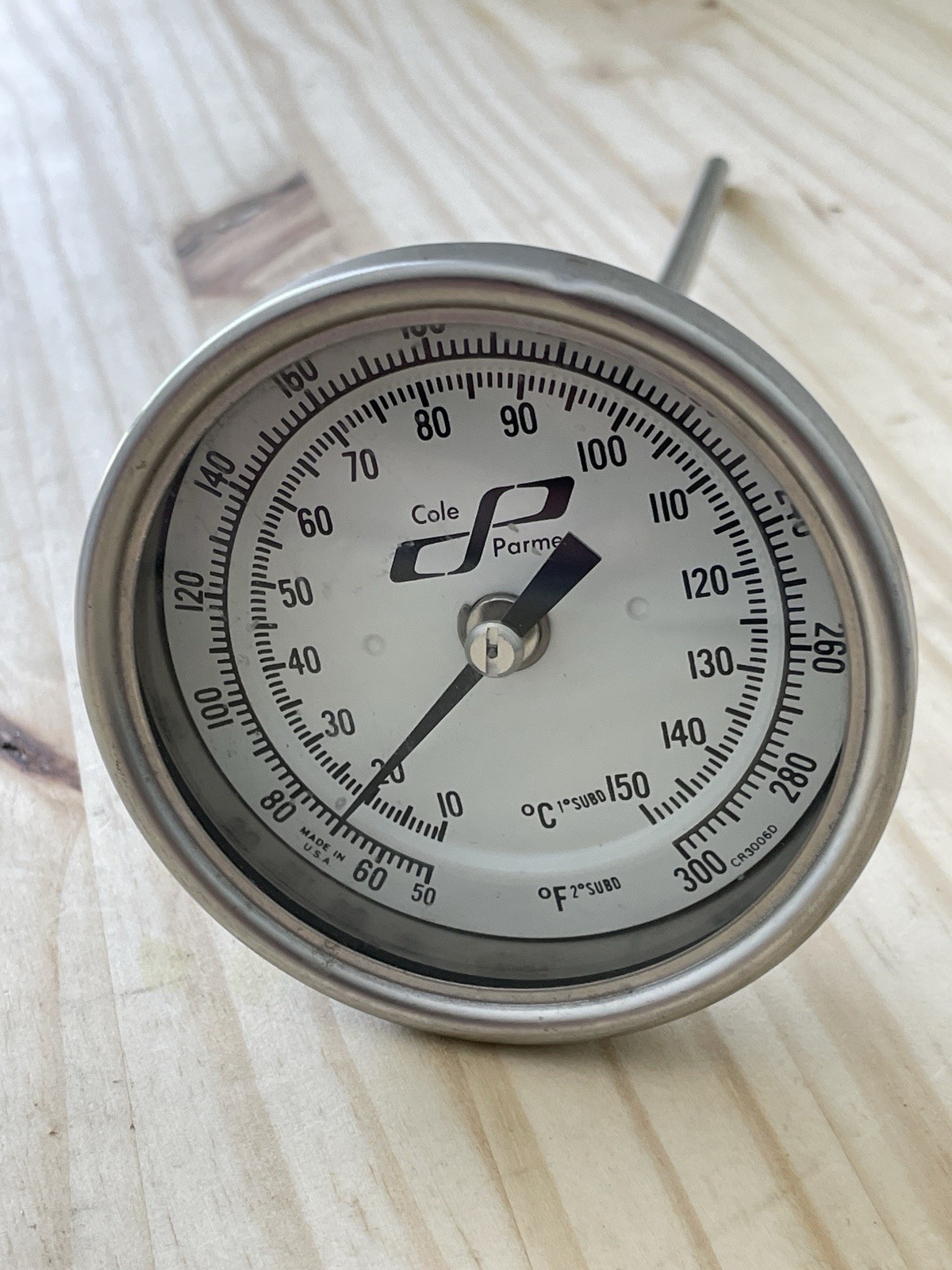 Cole-Parmer CR3006D Bimetallic Dial Thermometer -80–300°F Dual Scale Long