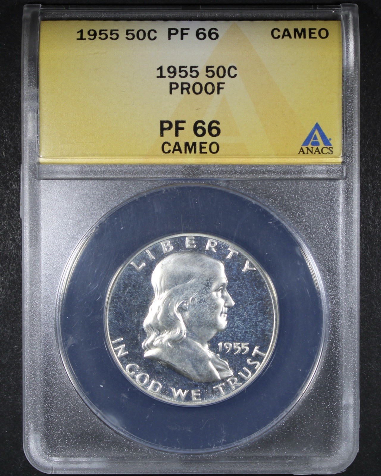 1955 Franklin Silver Half Dollar Toned - NGC PF66 Cameo - ✪COINGIANTS✪