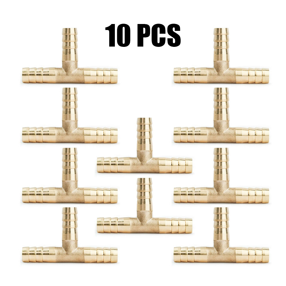 10PC- 3/8 HOSE BARB TEE Brass Pipe 3 WAY T Fitting Thread Gas Fuel Water Air