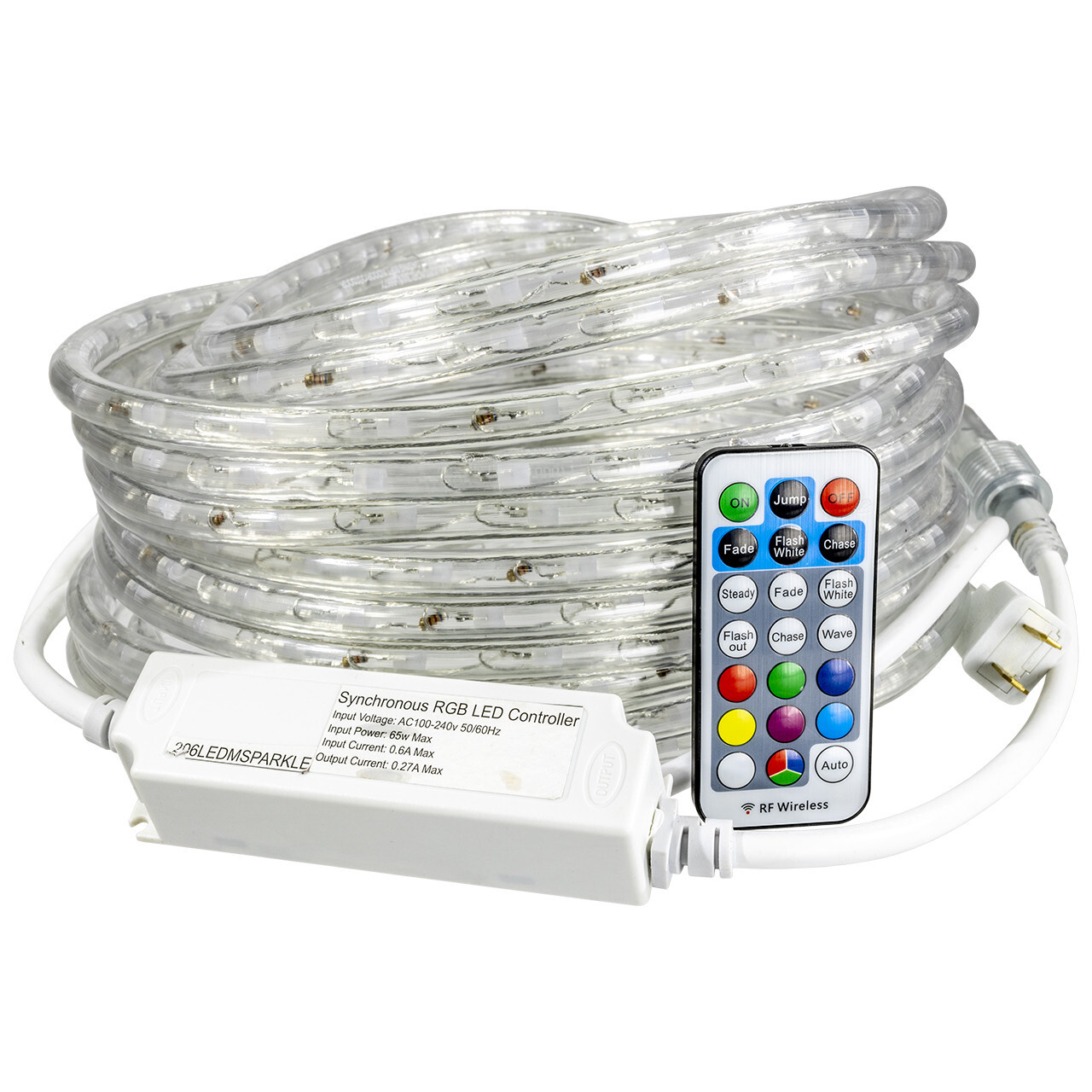 RGB Color Changing Multi-Function LED Rope Light with Sparkle Effects - 120 Volt