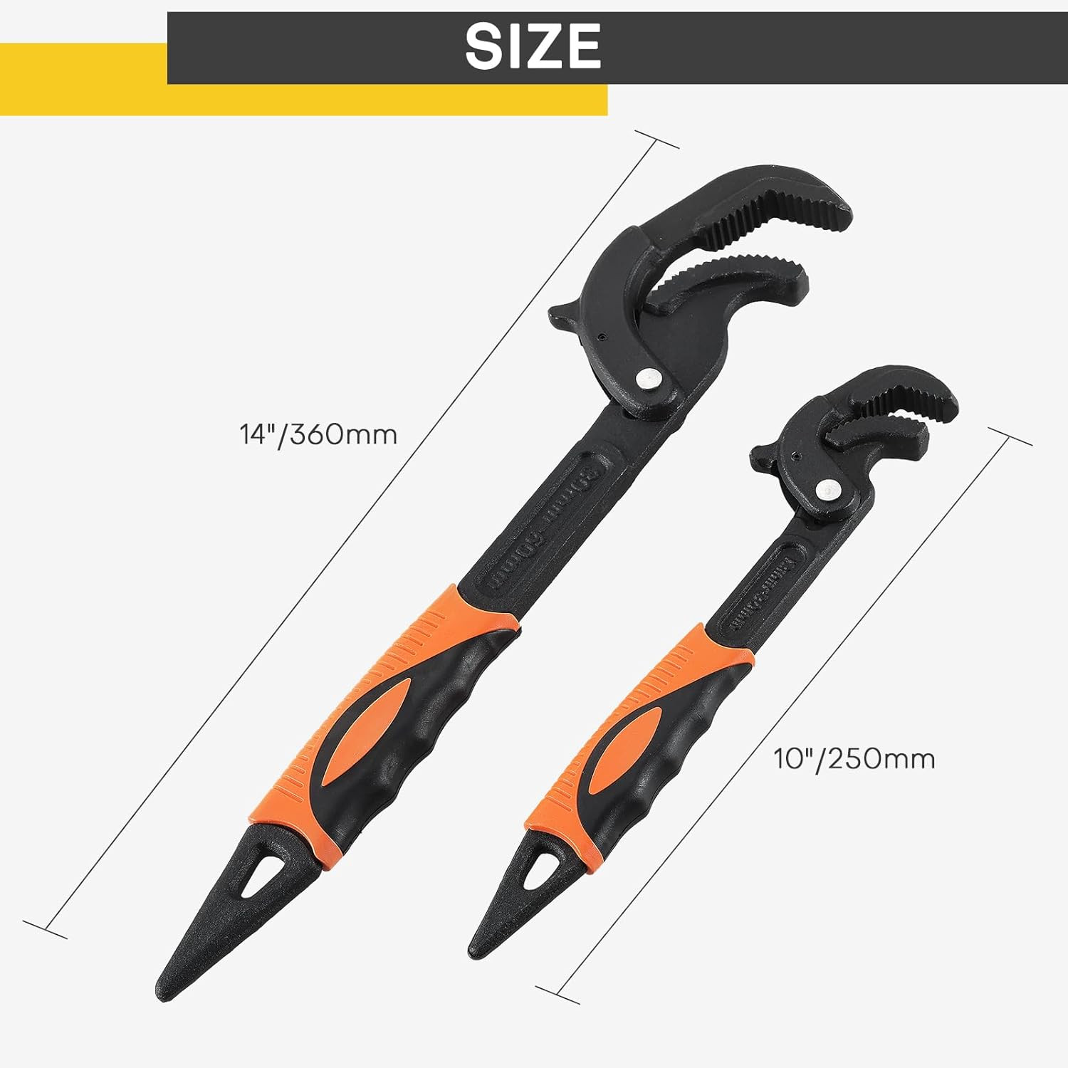 2PCS Pipe Wrench, Adjustable Wrench Multi-function Spanner, Heavy Duty Quick ...