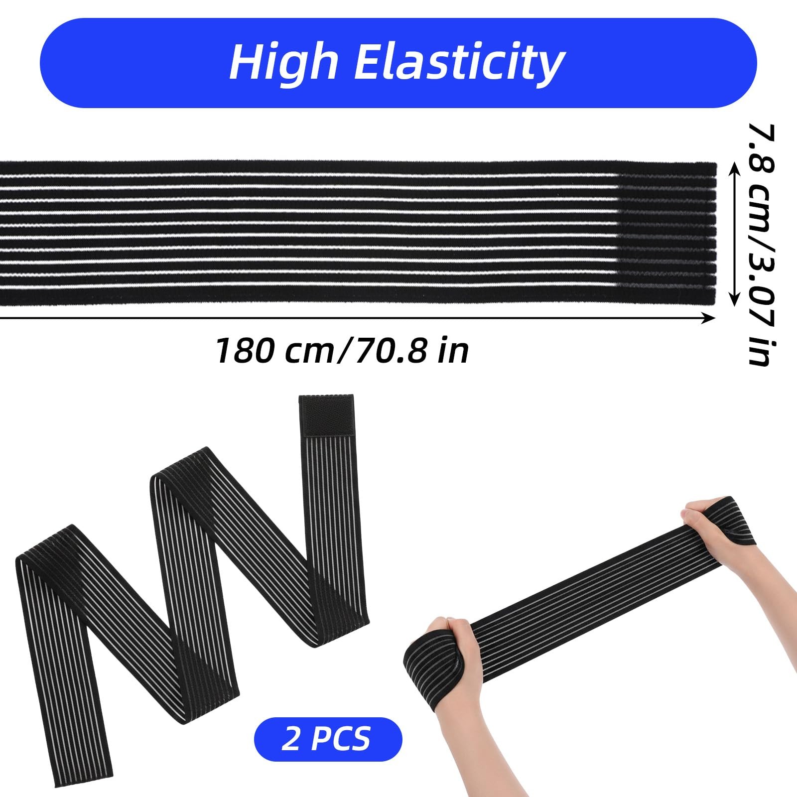 2 PCS Extra Long Elastic Knee Wrap Compression Bandage Brace , Adjustable Com...