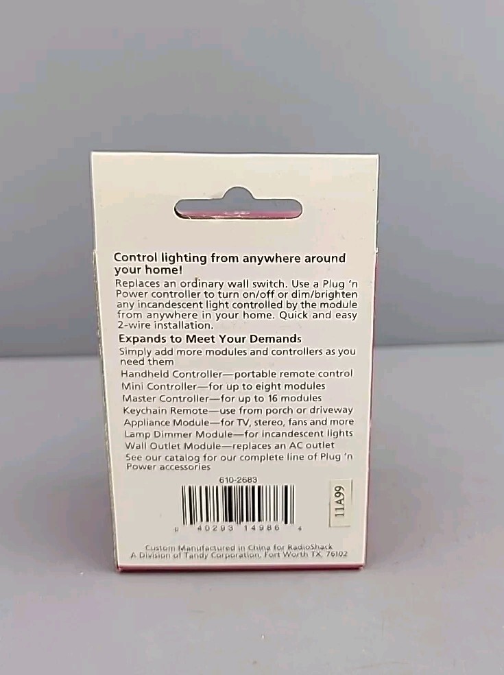 RadioShack Wall Switch Remote Controlled Module 61-2683 Light Dimmer