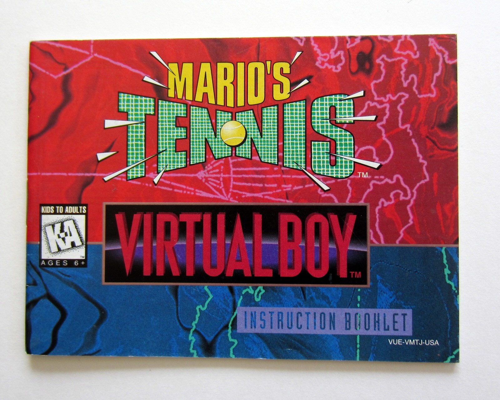 Mario's Tennis - Instruction Manual Nintendo Virtual Boy VB