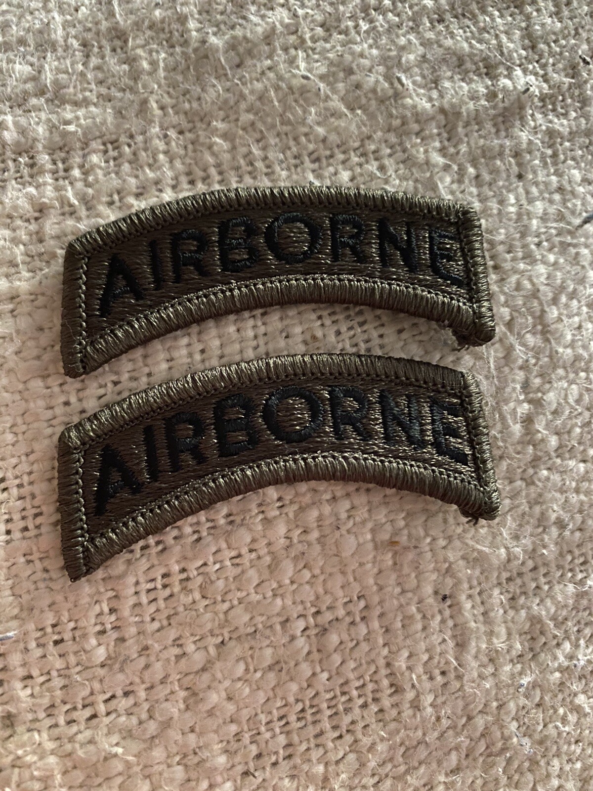 2 -101st Airborne Patch Tabs-SUBUDED/BLACK-SEW ON-NEW OLD STOCK