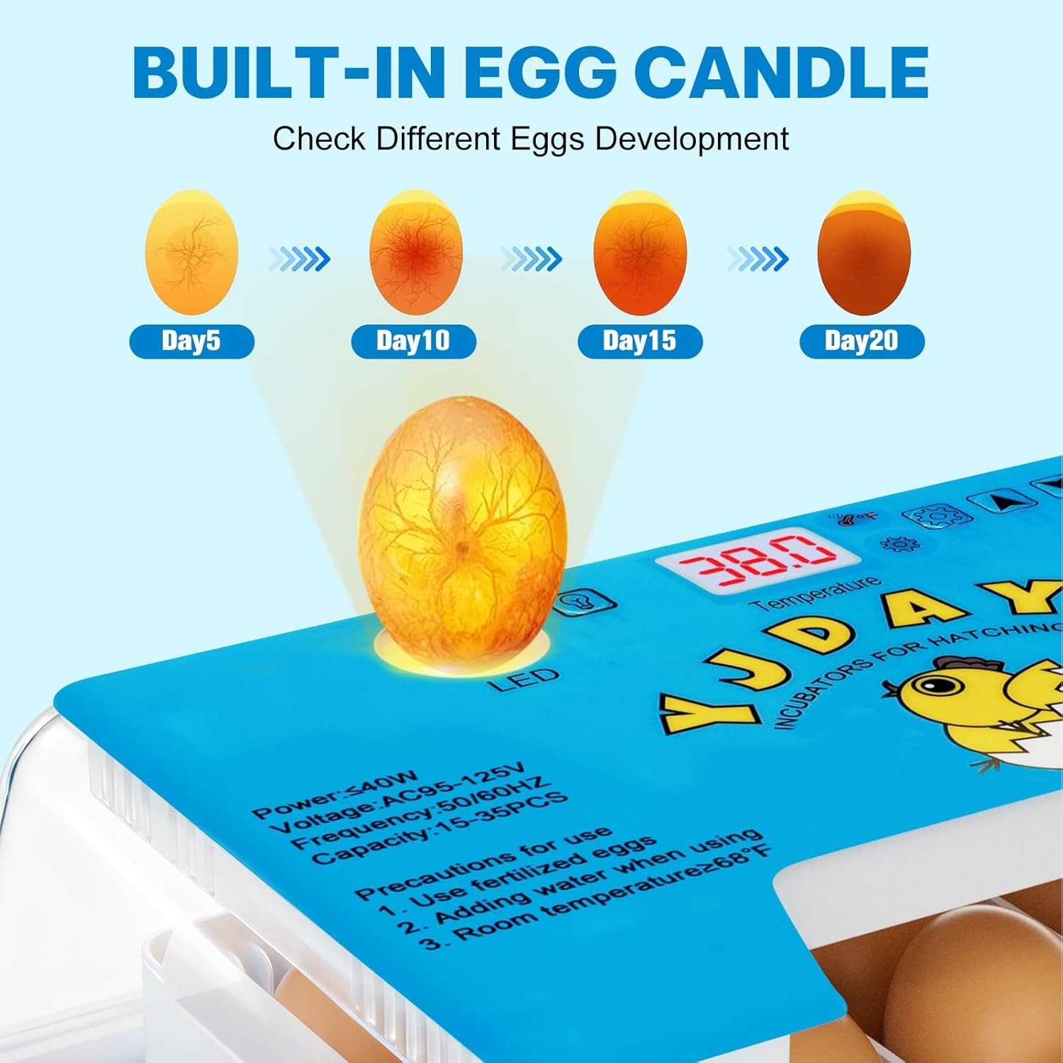 Incubators for Hatching Eggs, Egg Incubator with Automatic Egg Turning and Humid