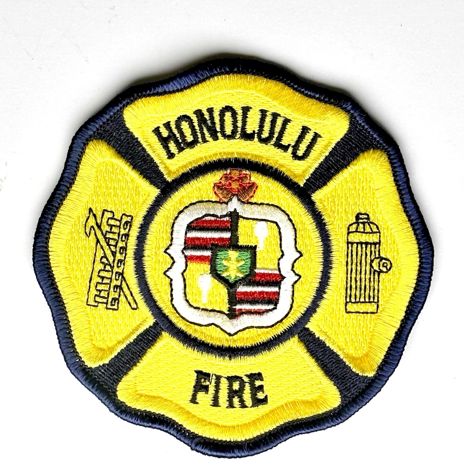 Honolulu Fire Department Collectible Patch Yellow/Blue Maltese Cross USA