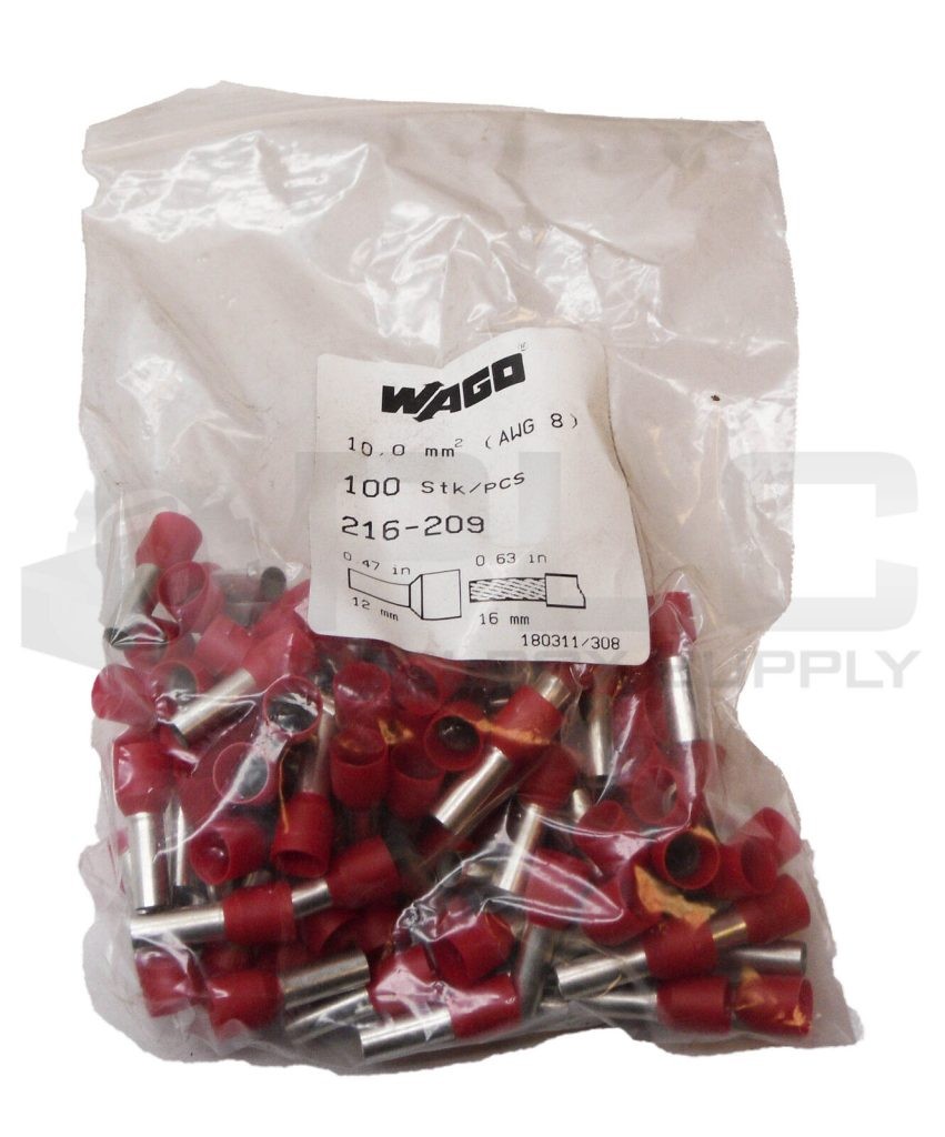NEW BAG OF 100 WAGO 216-209 FERRULES RED