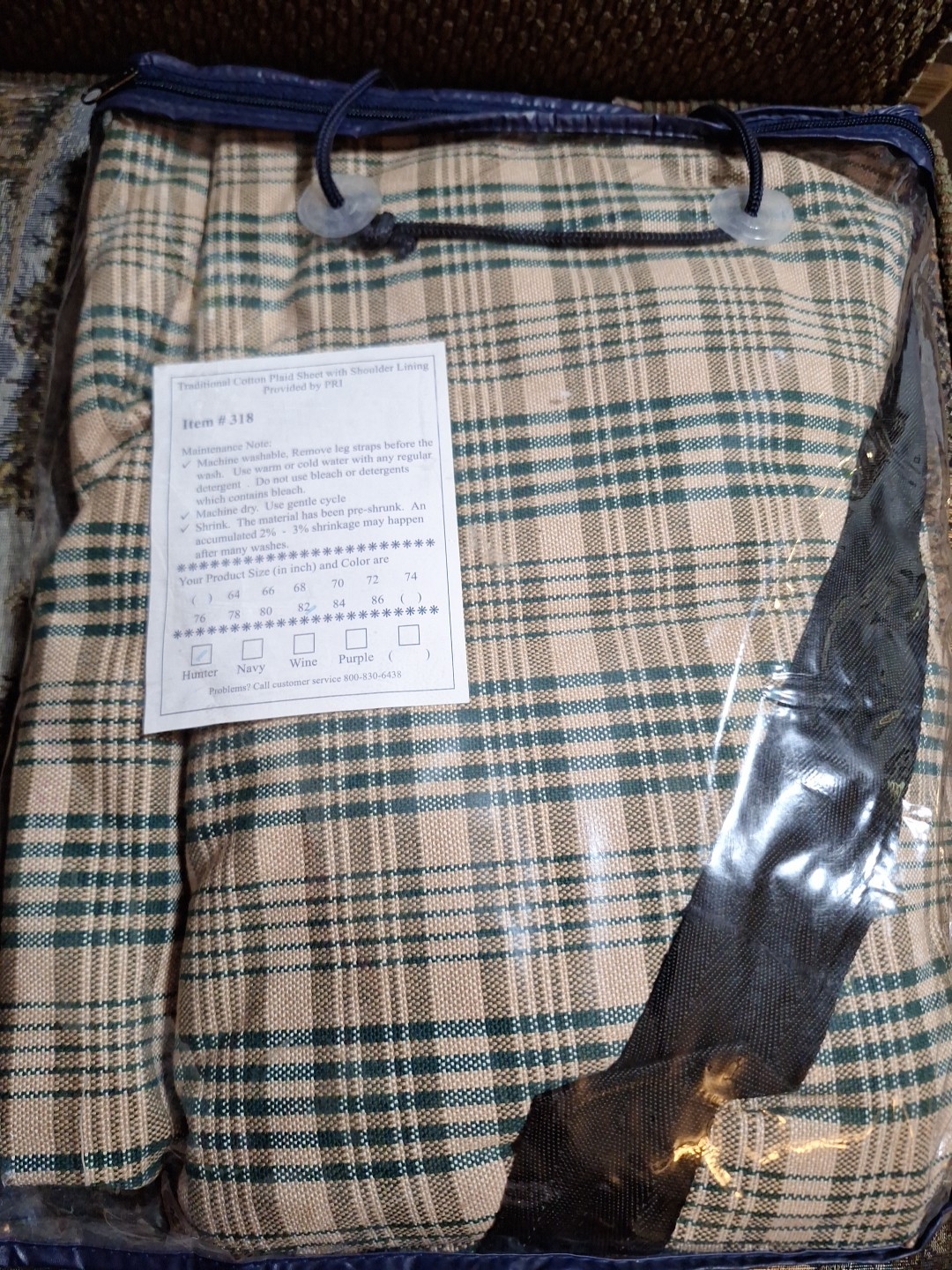 82'' Cotton Plaid Stable Sheet By PRI Hunter Green