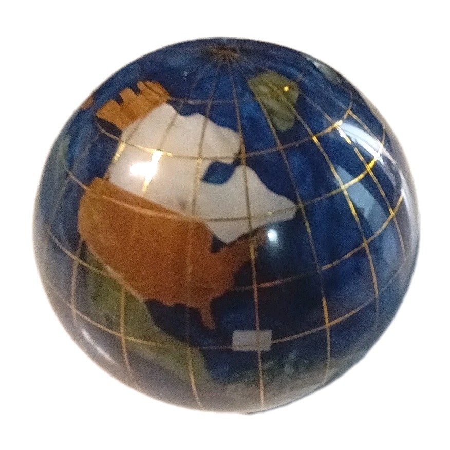 Alexander Kalifano Gemstone Enlaid Globe Paper Weight Blue World Desk