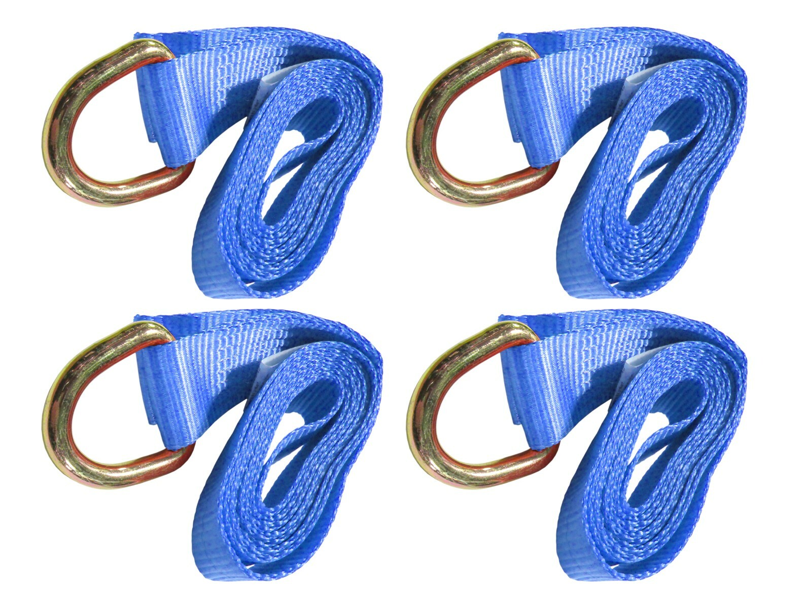 8 ft Blue Lasso Straps Wheel Tie Down with Rings Auto Haul Flatbed Tow (4 Pack)