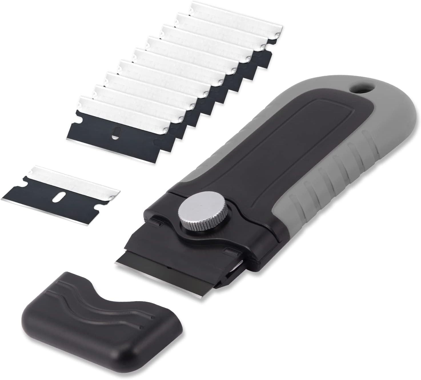 Raspador con cuchilla de afeitar con tapa de seguridad y bloqueo, raspador para