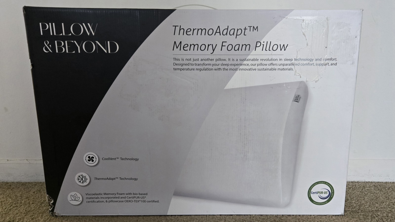 Pillow & Beyond ThermoAdapt™ Memory Foam Pillow (24" × 16" × 4.5")