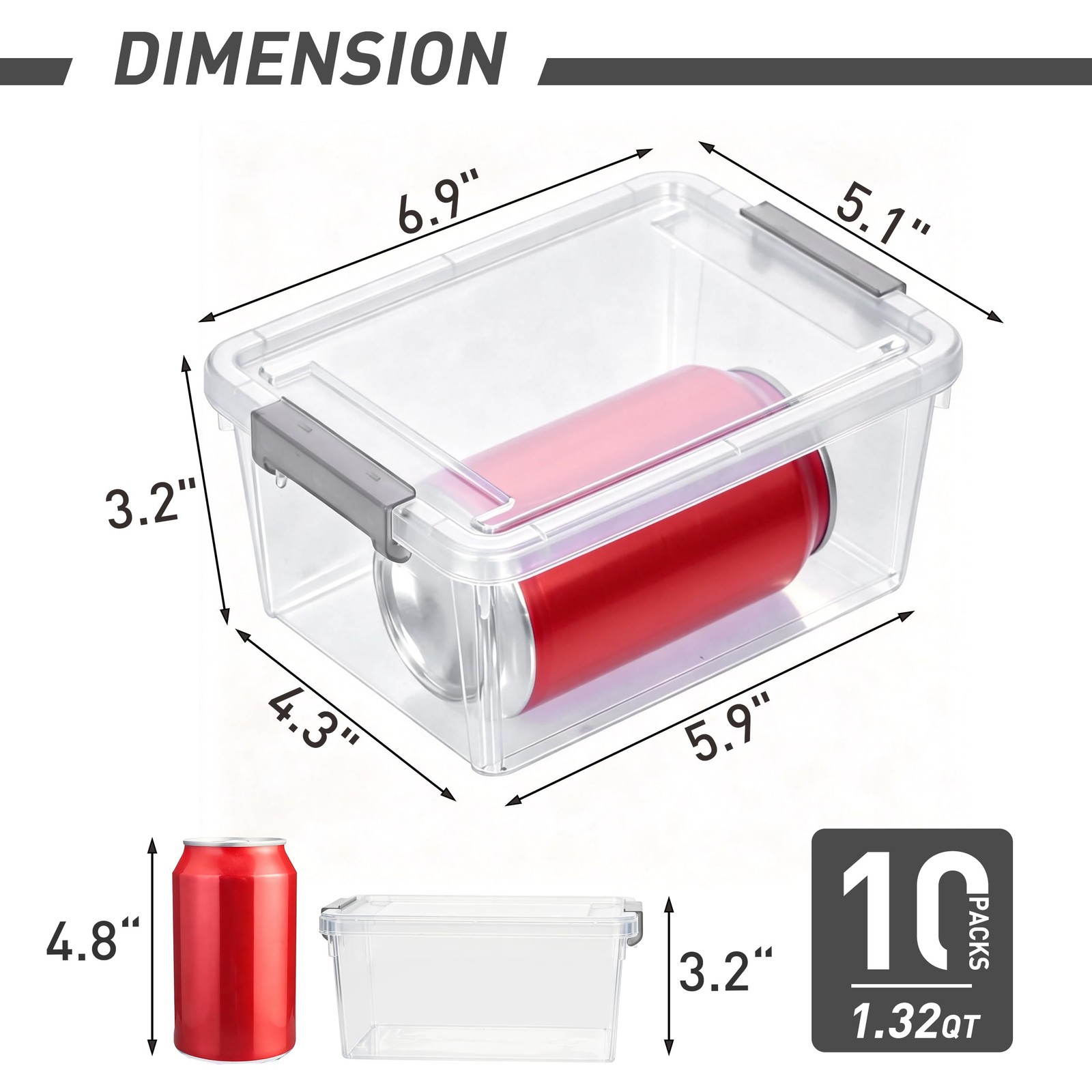 10 Pack Clear Stackable Plastic Storage Bins with Lids for Organizing