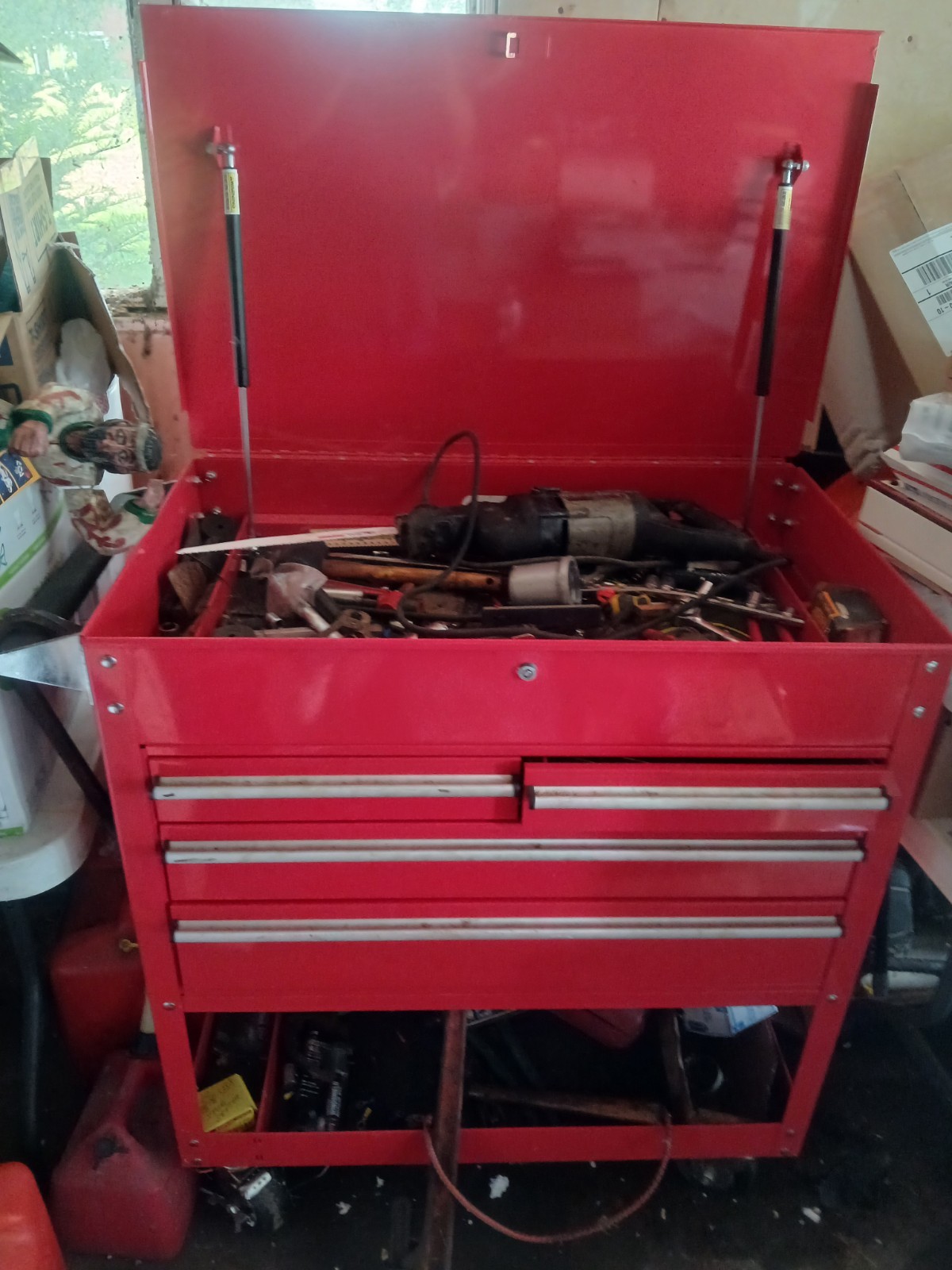 Roller Cart Tool Cabinet Storage Chest Box Red 4 Drawer + Tools