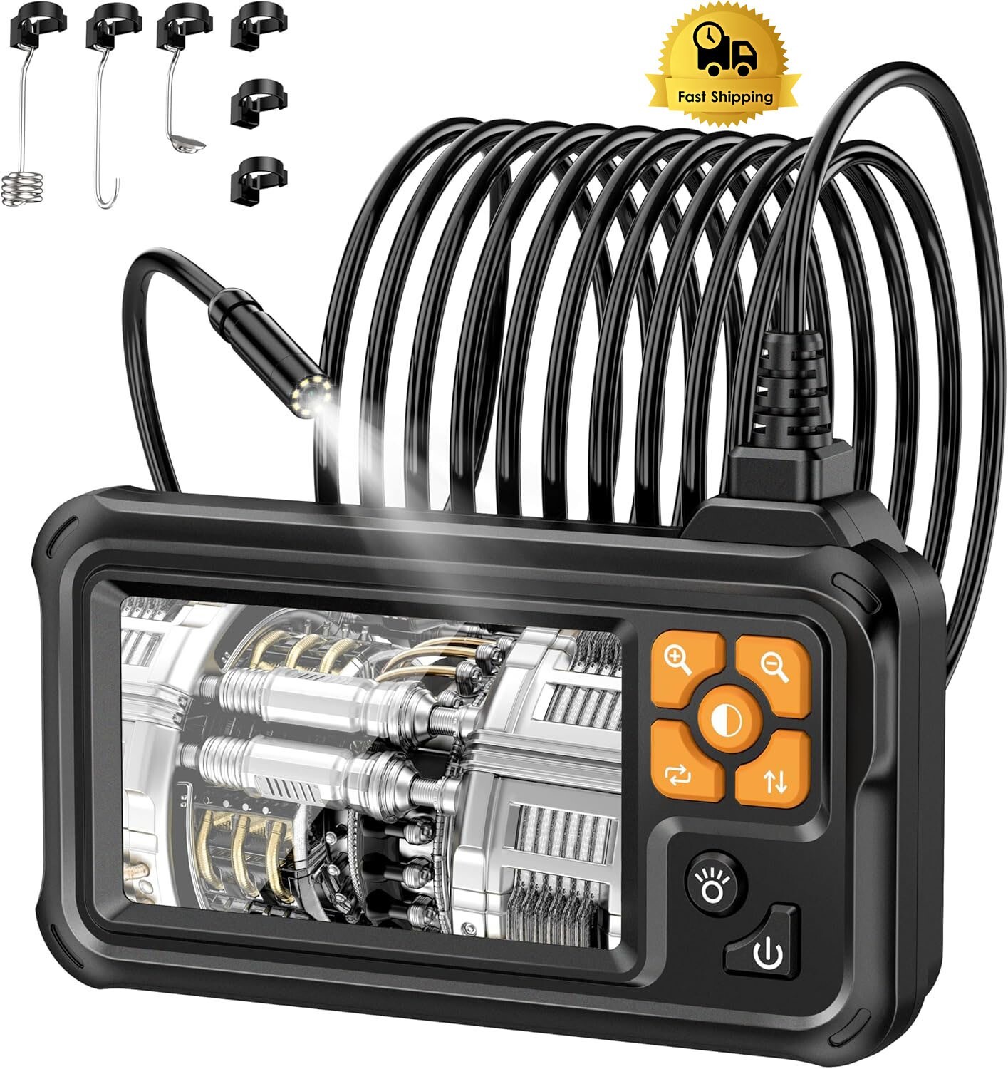Boroscopio digital industrial HD, cámara de inspección endoscópica IPS de 4.3" y