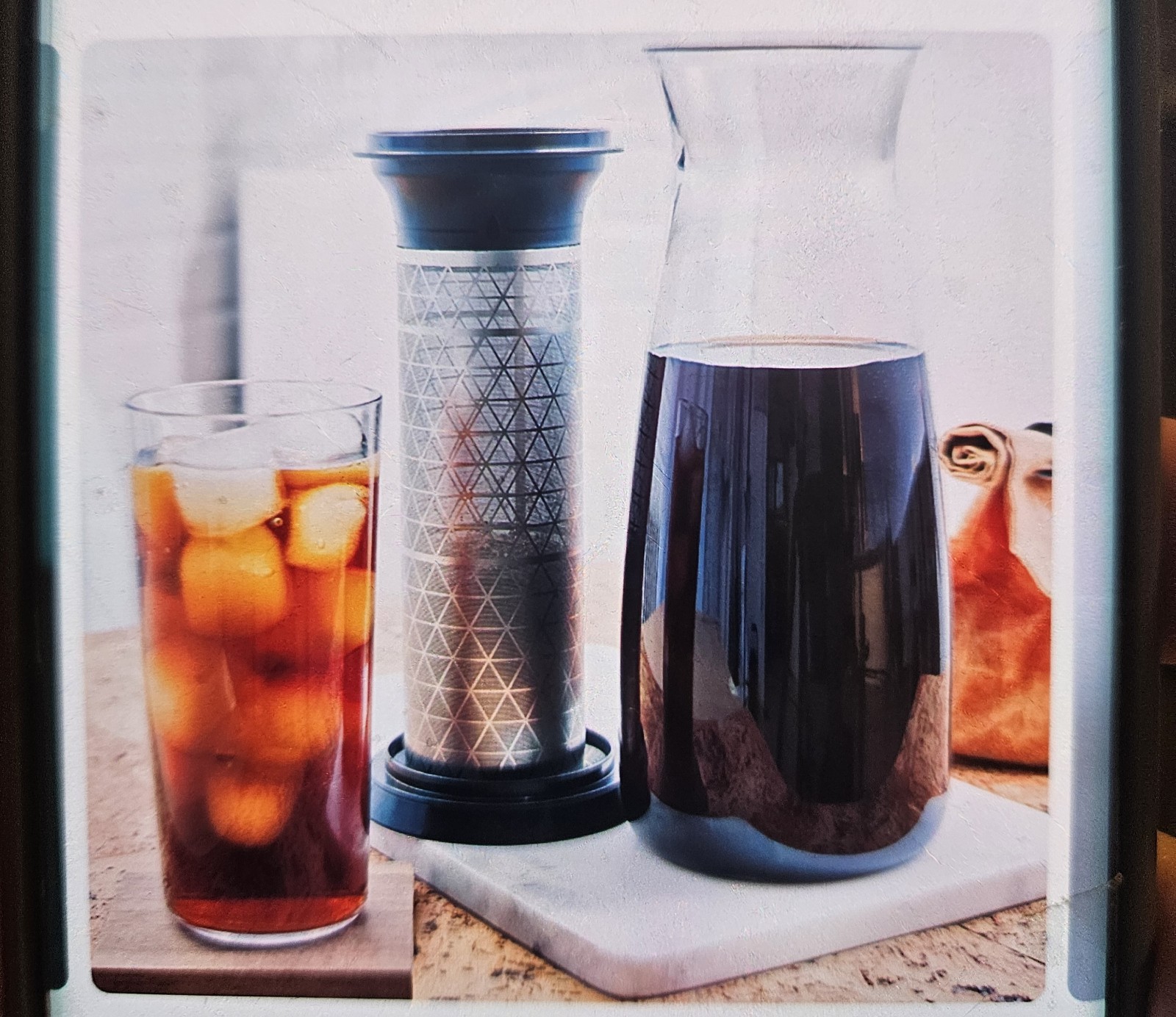 Tupperware Cold Brew Carafe Coffee Maker Removable Filter Clear Plastic Steel